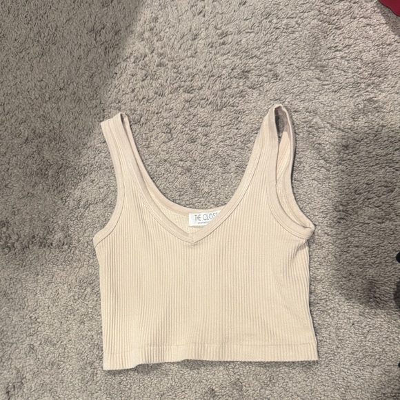 Beige Ribbed Crop Top - Picture 1 of 2